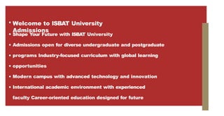 Isbat Programmes ISBAT University Admissions – Begin Your Academic Journey with ISBAT ...