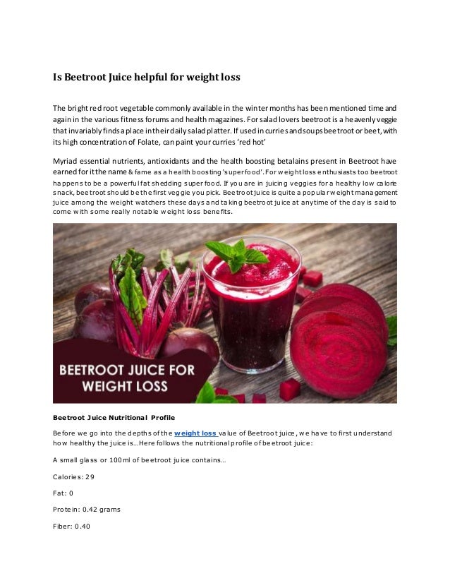 Is beetroot juice helpful for weight loss