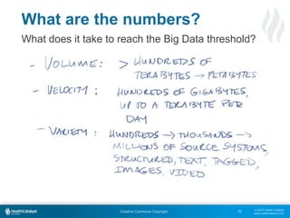 © 2015 Health Catalyst
www.healthcatalyst.com
Creative Commons Copyright 16
What does it take to reach the Big Data threshold?
What are the numbers?
 