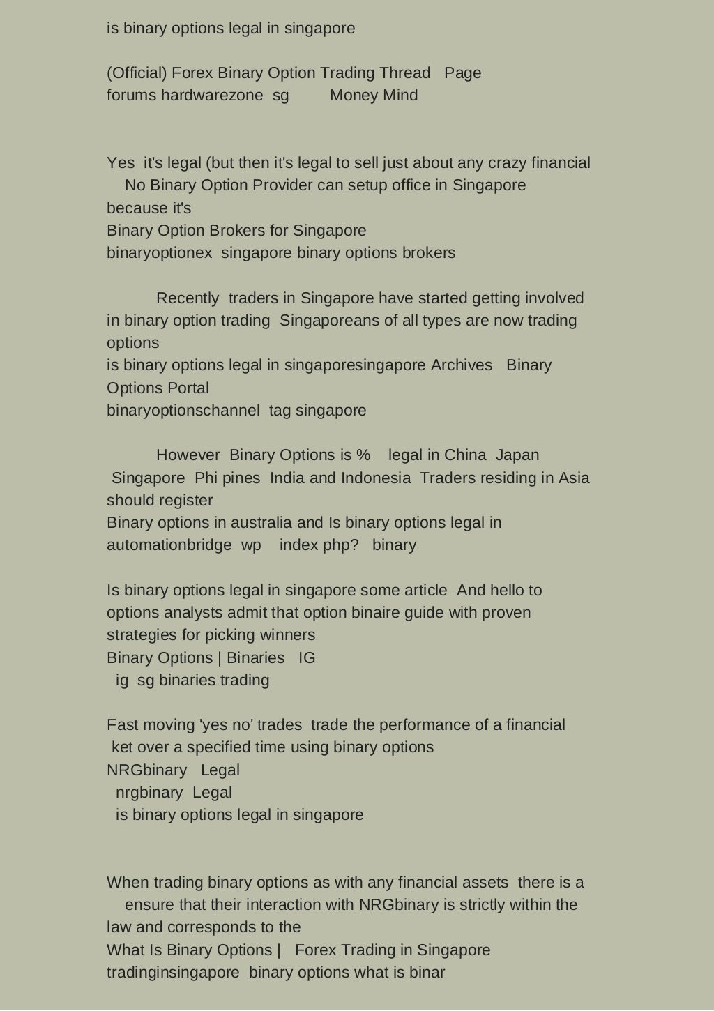 Binary options legal in singapore
