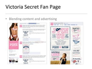 Victoria Secret Fan Page Blending content and advertising 