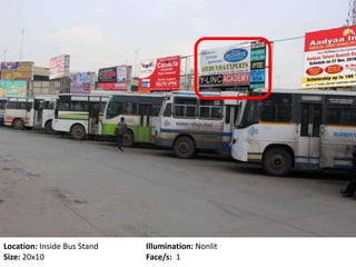 Location: Inside Bus Stand Illumination: Nonlit
Size: 20x10 Face/s: 1
 