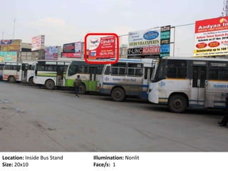 Location: Inside Bus Stand Illumination: Nonlit
Size: 20x10 Face/s: 1
 