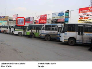 Location: Inside Bus Stand Illumination: Nonlit
Size: 20x10 Face/s: 1
 