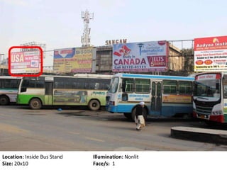 Location: Inside Bus Stand Illumination: Nonlit
Size: 20x10 Face/s: 1
 