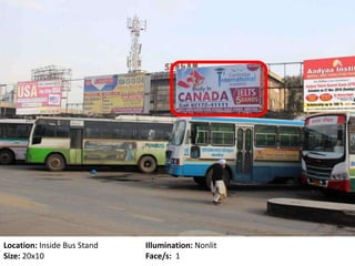 Location: Inside Bus Stand Illumination: Nonlit
Size: 20x10 Face/s: 1
 
