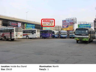 Location: Inside Bus Stand Illumination: Nonlit
Size: 20x10 Face/s: 1
 