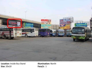 Location: Inside Bus Stand Illumination: Nonlit
Size: 20x10 Face/s: 1
 