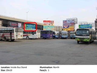Location: Inside Bus Stand Illumination: Nonlit
Size: 20x10 Face/s: 1
 