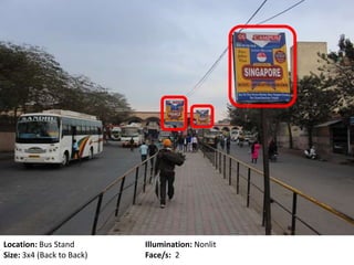 Location: Bus Stand Illumination: Nonlit
Size: 3x4 (Back to Back) Face/s: 2
 