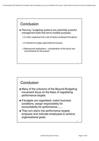 Is Budgeting Necessary? A Discussion on the Current Perpsectives on Budgeting