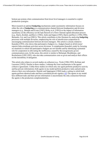 Is Budgeting Necessary? A Discussion on the Current Perpsectives on Budgeting