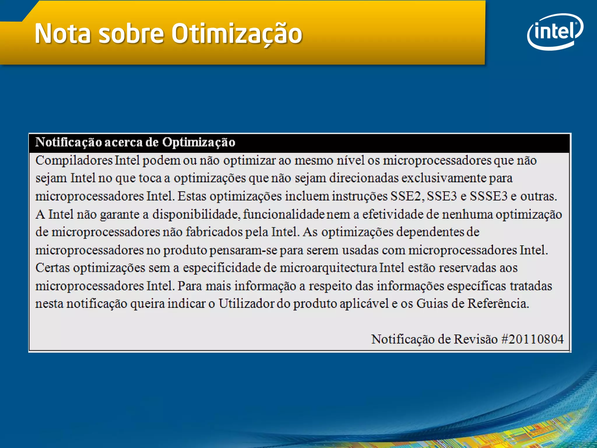 Nota sobre Otimização
 