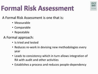 Formal Risk Assessment Workshop | PPTX