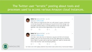 The Twitter user “erratic” posting about tools and
processes used to access various Amazon cloud instances.
7
 