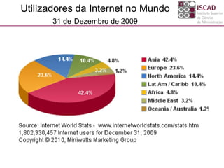 Utilizadores da Internet no Mundo
31 de Dezembro de 2009
 