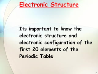 Electronic Structure Its important to know the electronic structure and electronic configuration of the first 20 elements of the Periodic Table 
