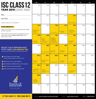 ISC Board Exam Date Sheet 2019