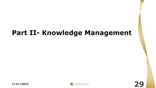 Part II- Knowledge Management
7/21/2023
29
 
