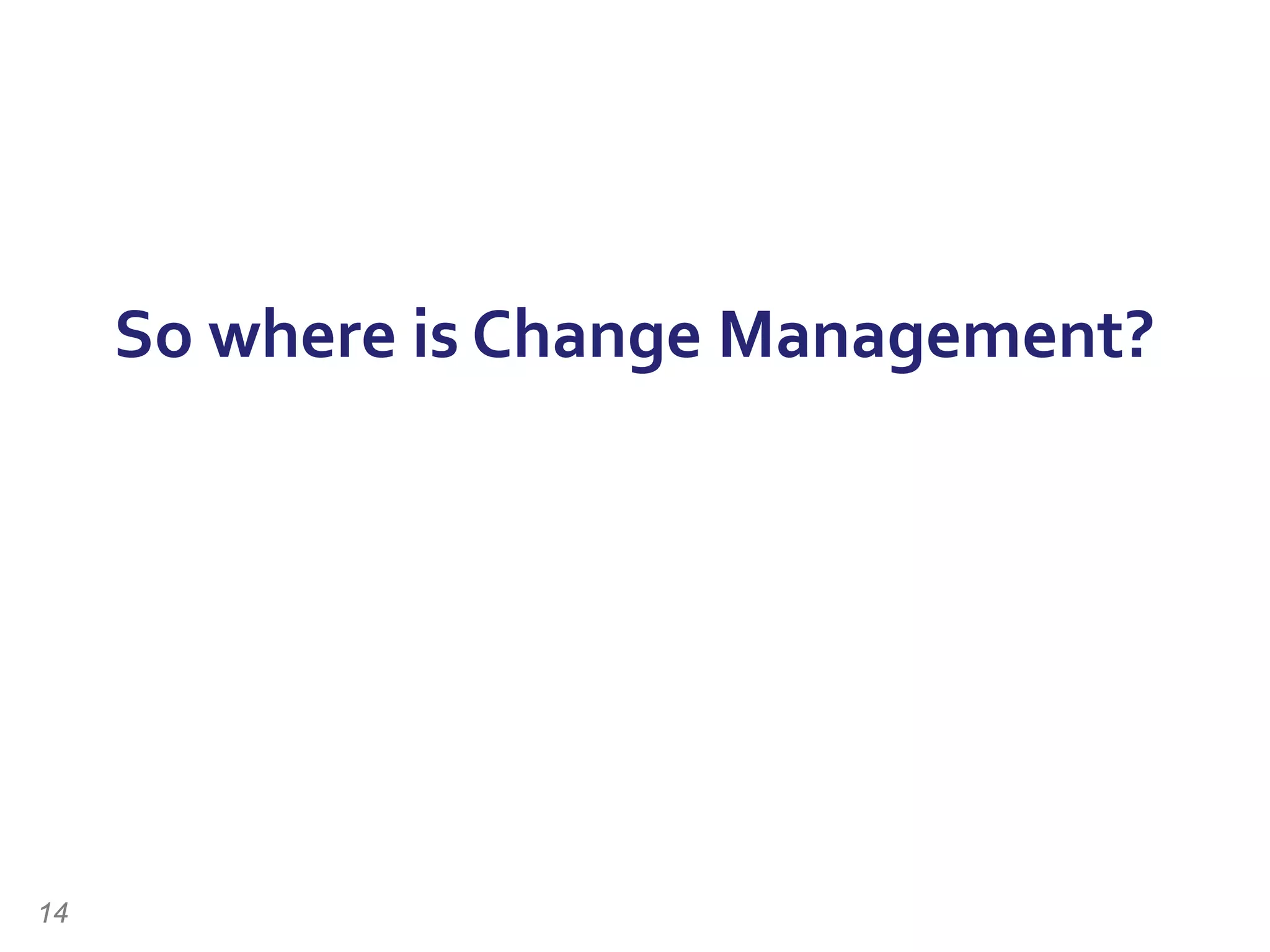 So where is Change Management?
14
 