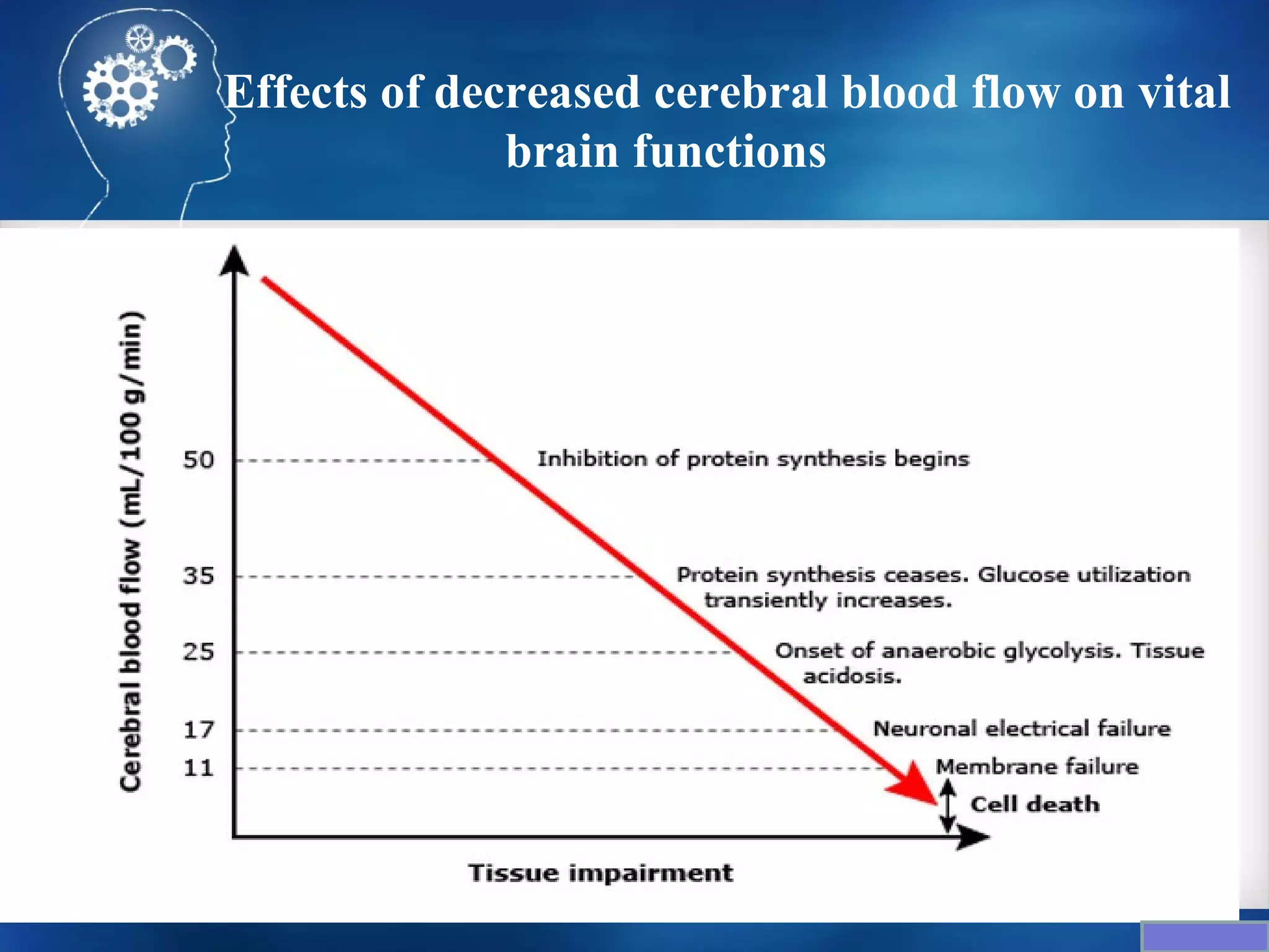 Effects of decreased cerebral blood flow on vital
              brain functions
 