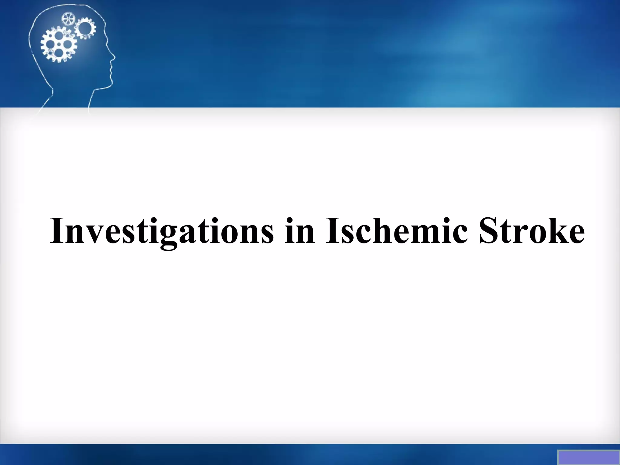 Investigations in Ischemic Stroke
 