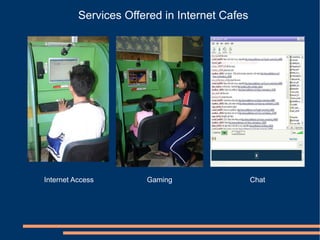 Services Offered in Internet Cafes Internet Access Gaming Chat 