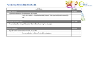 Plano de actividades detalhado 
