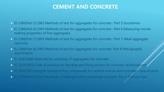 IS CODE LIST FOR CIVIL ENGINEERS -1 | PPTX