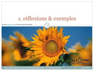 pictures by antimuseum.com or Microsoft unless otherwise stated
14
14
1. réflexions & exemples
16 avril 2014some rights reserved cc 2014 visionarymarketing.com - Yann A Gourvennec
 
