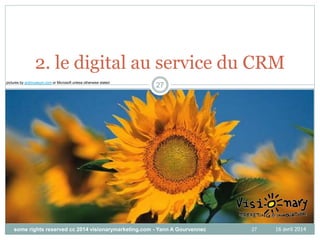 pictures by antimuseum.com or Microsoft unless otherwise stated
27
2. le digital au service du CRM
16 avril 2014
27
some rights reserved cc 2014 visionarymarketing.com - Yann A Gourvennec
 