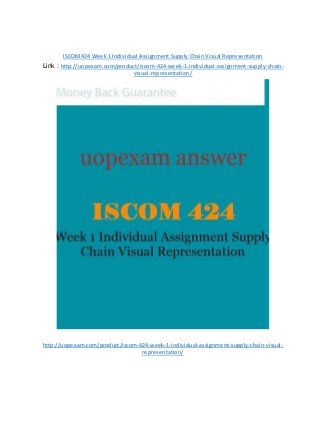 ISCOM424 Week 1 Individual Assignment Supply Chain Visual Representation
Link : http://uopexam.com/product/iscom-424-week-1-individual-assignment-supply-chain-
visual-representation/
http://uopexam.com/product/iscom-424-week-1-individual-assignment-supply-chain-visual-
representation/
 