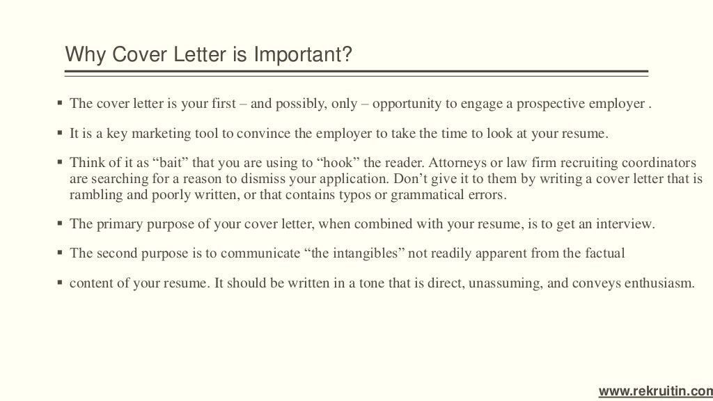 what is the importance of a cover letter in submitting your resume