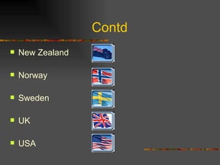 Contd  New Zealand Norway Sweden UK USA 