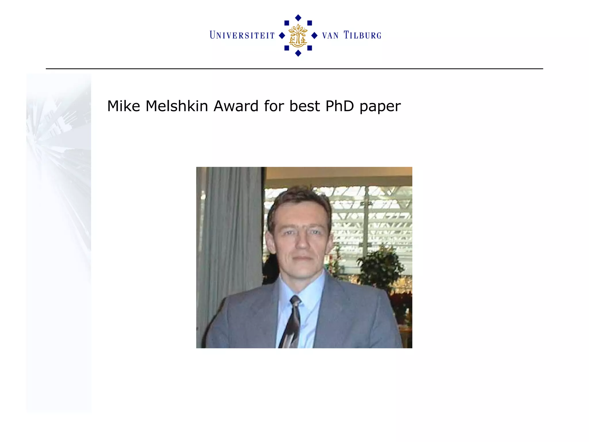 Mike Melshkin Award for best PhD paper 