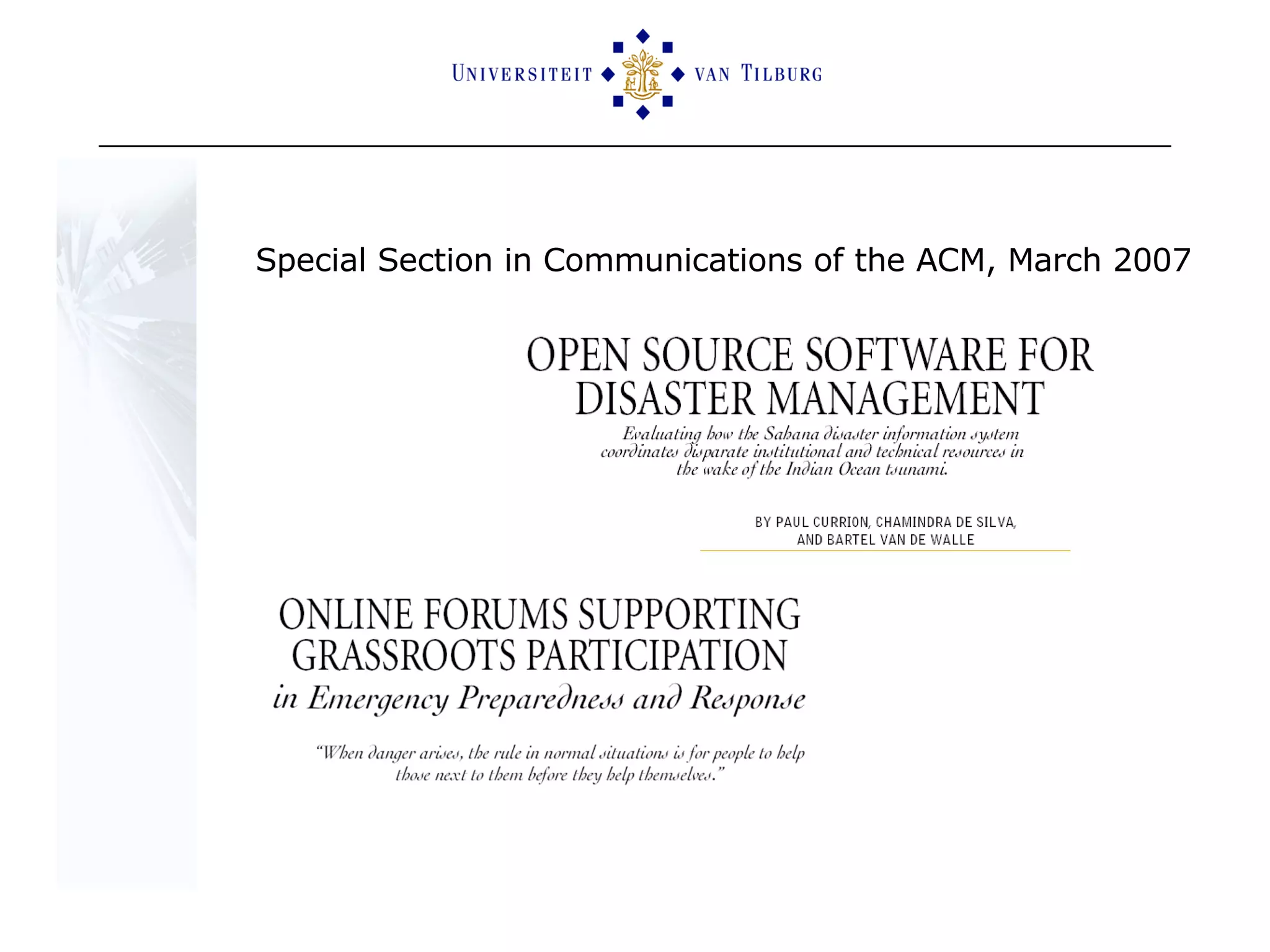 Special Section in Communications of the ACM, March 2007 