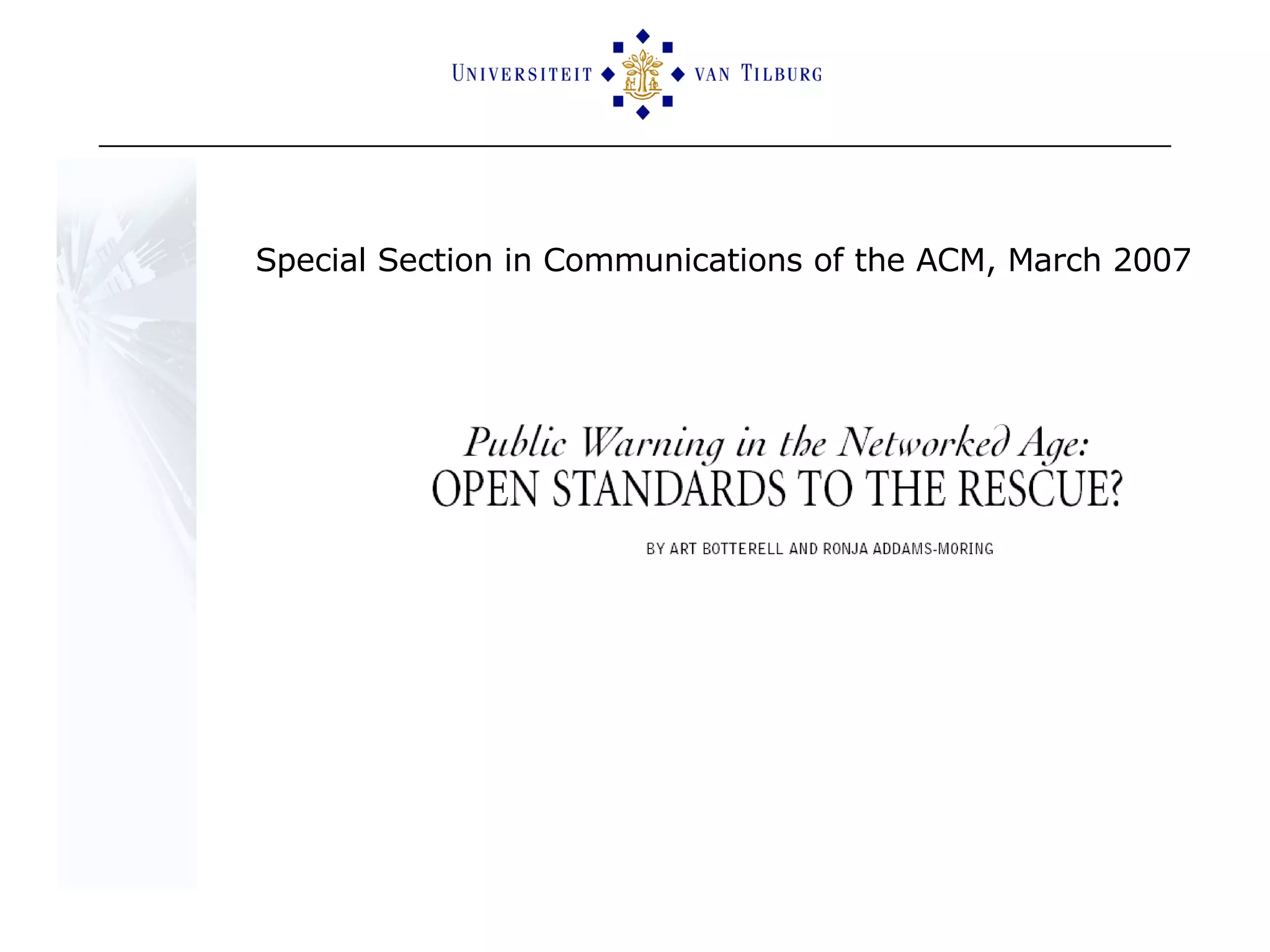 Special Section in Communications of the ACM, March 2007 