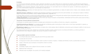Encofrados
Se compone de dos elementos diferentes: molde y elementos de refuerzo; los cuales deben estar en condiciones de soportar, sin deformación perjudicial, las
que se les somete. Son estructuras provisionales destinadas a dar forma, dimensiones y soporte al hormigón hasta que este adquiera entre el 70% y el 80% de su
resistencia.
Se compone de dos elementos diferentes: molde y elementos de refuerzo; los cuales deben estar en condiciones de soportar, sin deformación perjudicial, las
que se les somete durante la ejecución. Los encofrados se componen de:
Tableros o testeros: Los elementos de molde determinan la forma y se elaboran generalmente con tablas de madera común o triplex u otros materiales, teniendo
en cuenta la necesidad.
Elementos de apoyo y refuerzos: Son utilizados para garantizar la resistencia y permanencia de la forma del encofrado. Son construidos en madera o metálicos
según el caso, sirven como puntales, riostras, chapetas, acoplamientos, diagonales, etc.
En la parte inferior del ducto, se procura que quede rematado por algún tipo de lona o tela gruesa que impida el paso de pequeñas partículas que al caer a la
recibo salgan dispersas de forma incontrolada y pueden ocasionar serios daños.
Trabajos de demolición: Se procede siguiendo las instrucciones que marque el proyecto correspondiente, manteniendo de forma estricta cada una de las fases y
las recomendaciones que de ellas pudieran existir.
Tercera fase: Formas de efectuar las demoliciones
Se distinguen tres grandes grupos de sistemas a emplear para la demolición de un edificio en función de su situación y características.
Demolición elemento por elemento: Es el concepto de demoler las diferentes partes constructivas en orden inverso a como fueron ejecutadas. En general, se
suelen realizar con medios manuales o poco mecanizados.
Demolición por colapso: Es el concepto de demoler, de manera más o menos global, todos los elementos constructivos que constituyen el edificio. En este caso se
pueden distinguir tres sistemas:
Por impacto de bola de gran masa: utilizado en la demolición de edificios aislados, siempre que las circunstancias del edificio y su entorno permitan el
desenvolvimiento de la máquina sin peligro. (De uso poco frecuente en nuestro medio).
Cargas que deben soportar el encofrado
 El encofrado debe estar armado y asegurado de tal forma que debe resistir:
 El propio peso del concreto.
 El empuje que se ejerce sobre el encofrado cuando se vierte el concreto, el espesor, o medidas del elemento a fundir y la plasticidad de la mezcla.
 Golpes y vibraciones que se producen al transportar y fundir el concreto.
 Características:
 Versatilidad: Pueden tomar cualquier forma de acuerdo con el diseño.
 Material de fácil consecución
 Diferentes tipos de acabados: De acuerdo con el material empleado.
 