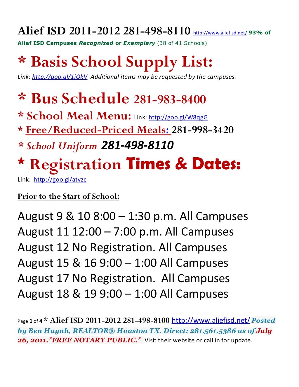 Isd alief school supply list 20112012 (1)