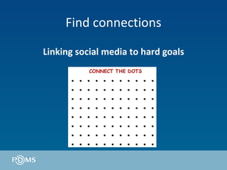Find connections Linking social media to hard goals 