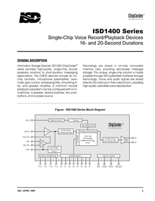 Single-Chip Voice Record/Playback Devices
16- and 20-Second Durations

	
 
