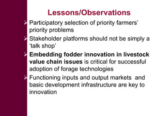 Multi-stakeholder platforms strengthening selection and use of fodder technologies in Ethiopia: some lessons