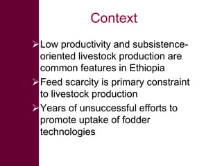 Multi-stakeholder platforms strengthening selection and use of fodder technologies in Ethiopia: some lessons