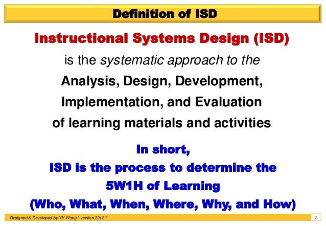 instructional systems design isd addie 2 0 instructional system design