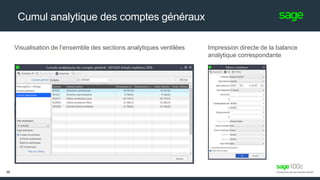 Visualisation de l’ensemble des sections analytiques ventilées
Cumul analytique des comptes généraux
26
Impression directe de la balance
analytique correspondante
 
