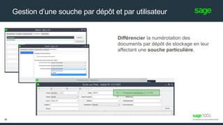 Gestion d’une souche par dépôt et par utilisateur
Différencier la numérotation des
documents par dépôt de stockage en leur
affectant une souche particulière.
39
 