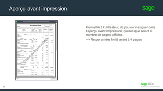Aperçu avant impression
Permettre à l’utilisateur, de pouvoir naviguer dans
l’aperçu avant impression, quelles que soient le
nombre de pages défilées.
=> Retour arrière limité avant à 4 pages
53
 
