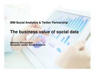 © 2015 IBM Corporation1 18. Sep 20151
IBM Social Analytics & Twitter Partnership
The business value of social data
Behrang Khorsandian
European Leader, Social Analytics
 