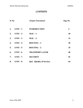 dA coH sseleriW teN wo kr s 8SI01 41
CONTEN ST
S .l No. retpahC Des tpirc ion aP ge oN .
.1 TINU – 1 TCUDORTNI I NO 3
.2 TINU – 2 CAM – 1 10
.3 TINU – 3 CAM – 2 13
.4 TINU – 4 GNITUOR – 1 18
.5 TINU – 5 GNITUOR – 2 25
.6 TINU – 6 SNART P REYALTRO 40
.7 TINU – 7 TIRUCES Y 52
.8 TINU – 8 SoQ tilauQ( y o )ecivreSf 64
De tp . ,ESIfo TIBJS 2
 