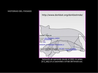 http://www.dorkbot.org/dorkbotmde/ NetworkLab operando desde el 2001 i/o antes [k.0_lab] a.k.a cacerolab o el lab del knock-out. HISTORIAS DEL PASADO 